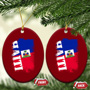 Haiti Flag Distressed Flag Graphic Ceramic Ornament Haitian Heritage Pride TS02 Print Your Wear