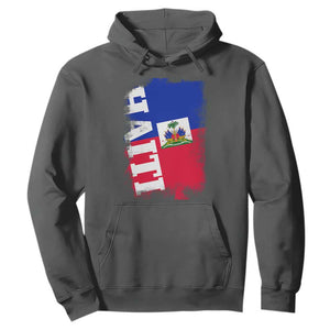 Haiti Flag Distressed Flag Graphic Hoodie Haitian Heritage Pride TS02 Dark Heather Print Your Wear