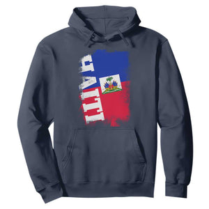 Haiti Flag Distressed Flag Graphic Hoodie Haitian Heritage Pride TS02 Navy Print Your Wear