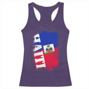Haiti Flag Distressed Flag Graphic Racerback Tank Top Haitian Heritage Pride TS02 Purple Print Your Wear