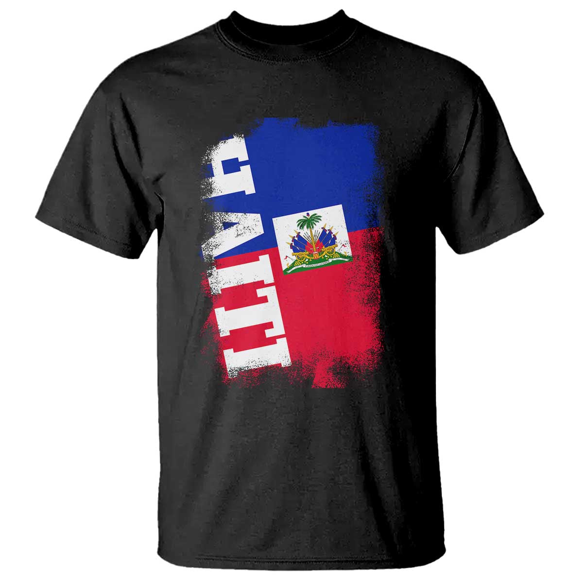 Haiti Flag Distressed Flag Graphic T Shirt Haitian Heritage Pride TS02 Black Print Your Wear
