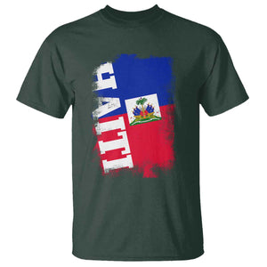 Haiti Flag Distressed Flag Graphic T Shirt Haitian Heritage Pride TS02 Dark Forest Green Print Your Wear