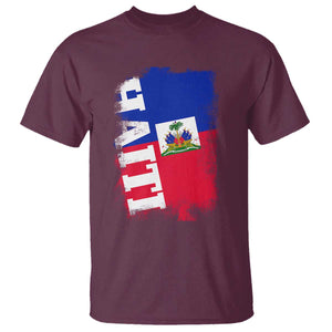 Haiti Flag Distressed Flag Graphic T Shirt Haitian Heritage Pride TS02 Maroon Print Your Wear