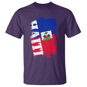 Haiti Flag Distressed Flag Graphic T Shirt Haitian Heritage Pride TS02 Purple Print Your Wear