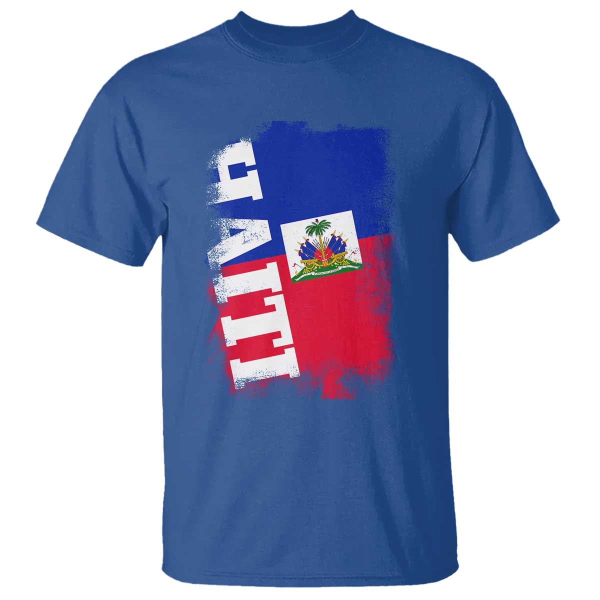Haiti Flag Distressed Flag Graphic T Shirt Haitian Heritage Pride TS02 Royal Blue Print Your Wear