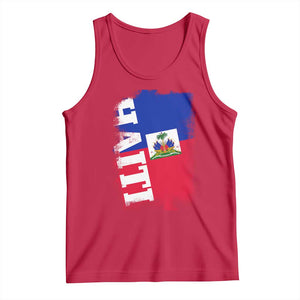 Haiti Flag Distressed Flag Graphic Tank Top Haitian Heritage Pride TS02 Red Print Your Wear