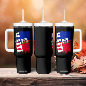 Haiti Flag Distressed Flag Graphic Tumbler With Handle Haitian Heritage Pride TS02 Print Your Wear