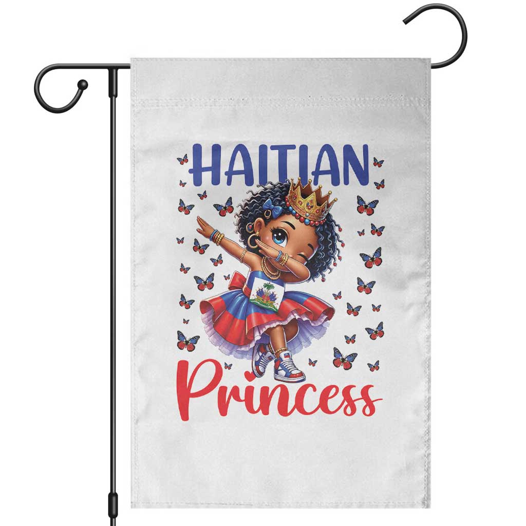 Cute Dabbing Haitian Princess Kids Graphic Garden Flag Haiti Heritage Pride TS02 White Print Your Wear