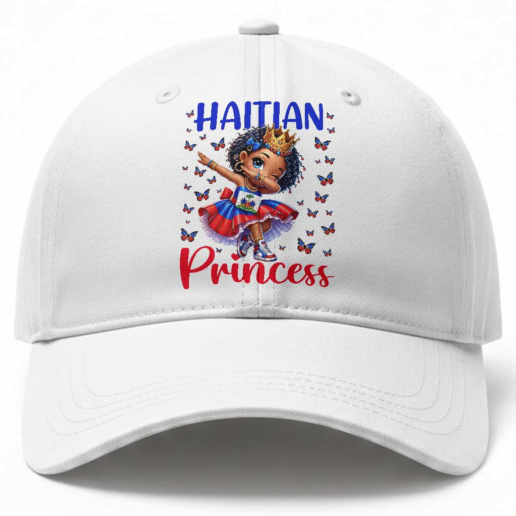 Cute Dabbing Haitian Princess Kids Graphic Baseball Cap Haiti Heritage Pride TS02 Print Your Wear