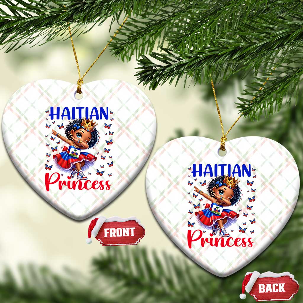 Cute Dabbing Haitian Princess Kids Graphic Ceramic Ornament Haiti Heritage Pride TS02 Print Your Wear