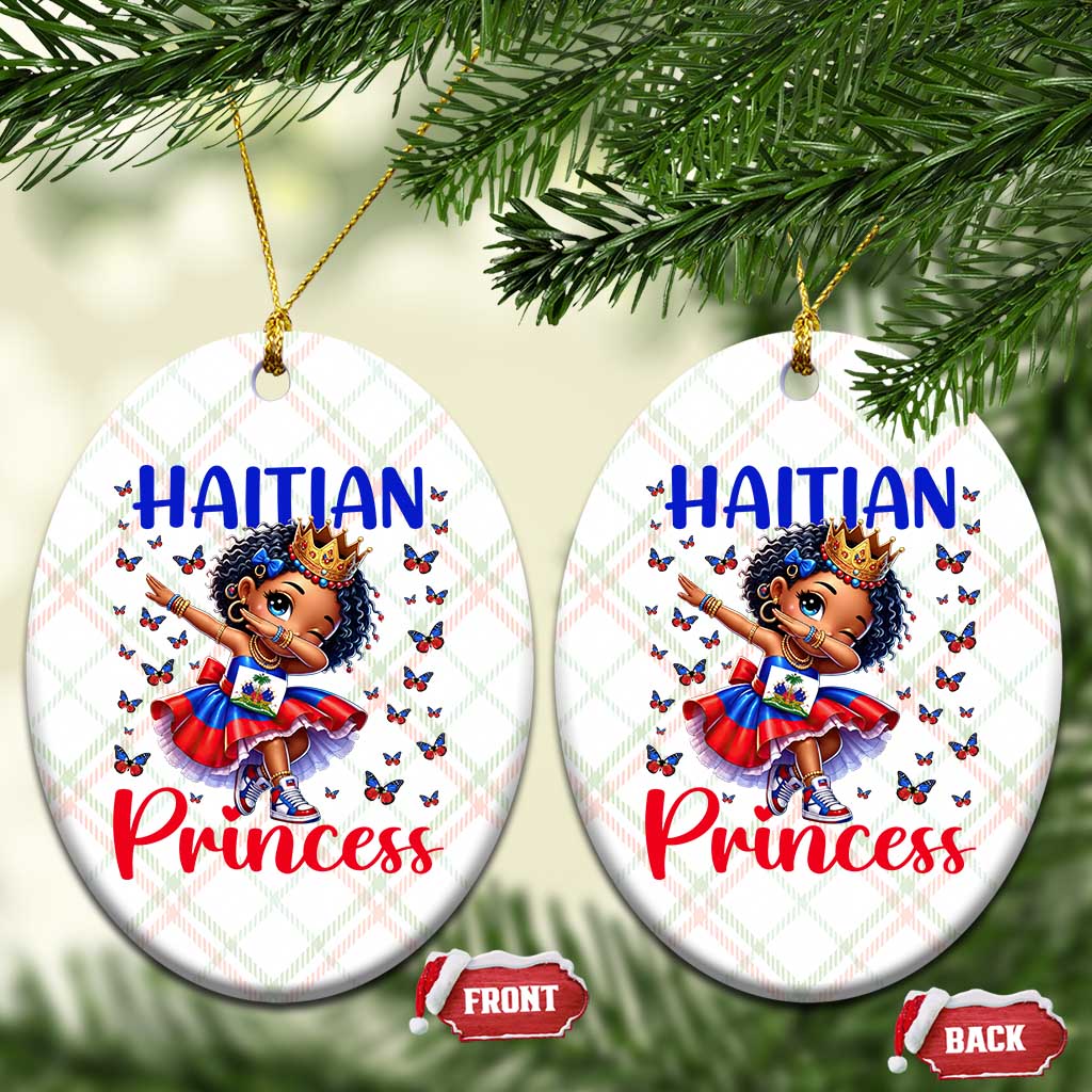 Cute Dabbing Haitian Princess Kids Graphic Ceramic Ornament Haiti Heritage Pride TS02 Print Your Wear