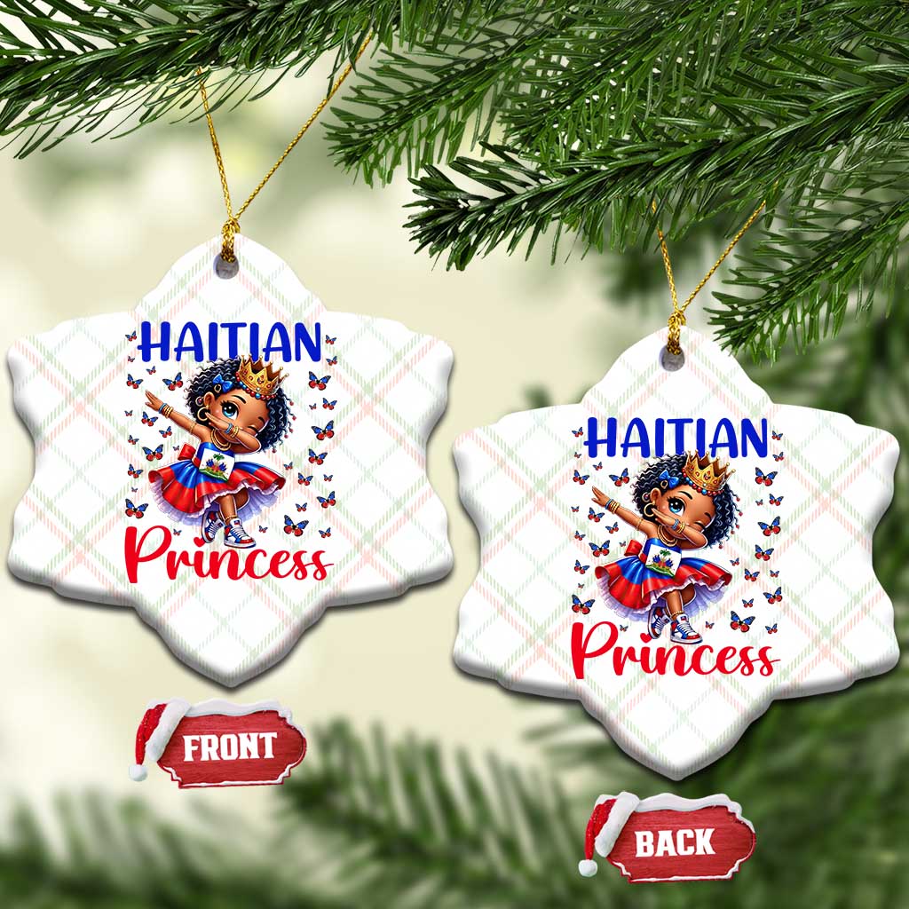 Cute Dabbing Haitian Princess Kids Graphic Ceramic Ornament Haiti Heritage Pride TS02 Print Your Wear