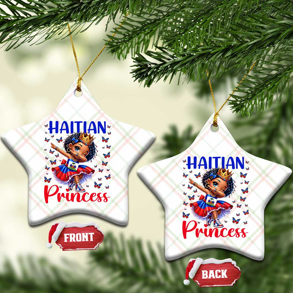 Cute Dabbing Haitian Princess Kids Graphic Ceramic Ornament Haiti Heritage Pride TS02 Print Your Wear