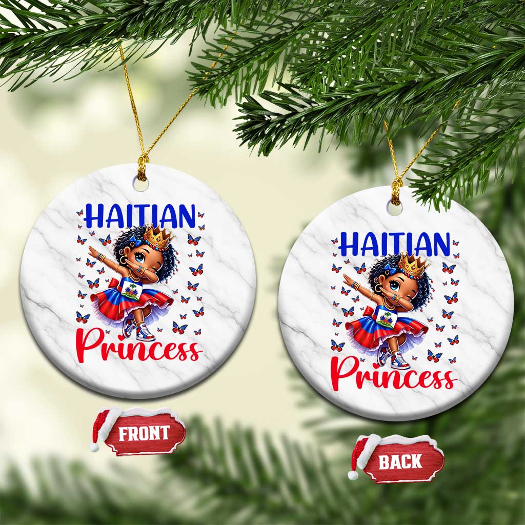 Cute Dabbing Haitian Princess Kids Graphic Ceramic Ornament Haiti Heritage Pride TS02 1pc White Marble Print Your Wear