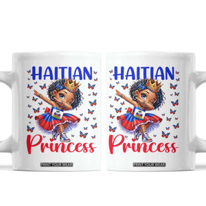 Cute Dabbing Haitian Princess Kids Graphic Coffee Mug Haiti Heritage Pride TS02 White Print Your Wear
