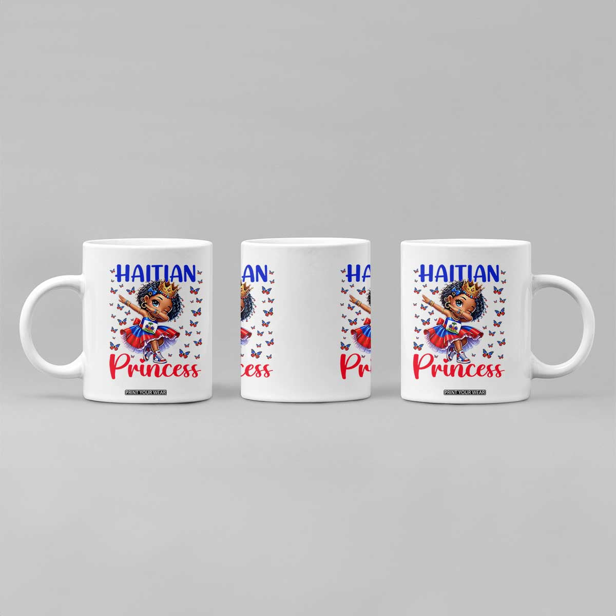 Cute Dabbing Haitian Princess Kids Graphic Coffee Mug Haiti Heritage Pride TS02 Print Your Wear