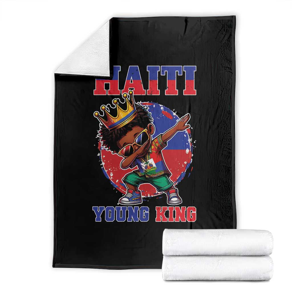 Haiti Young King Dabbing Boy Kids Graphic Throw Blanket Haitian Heritage Pride TS02 Black Print Your Wear