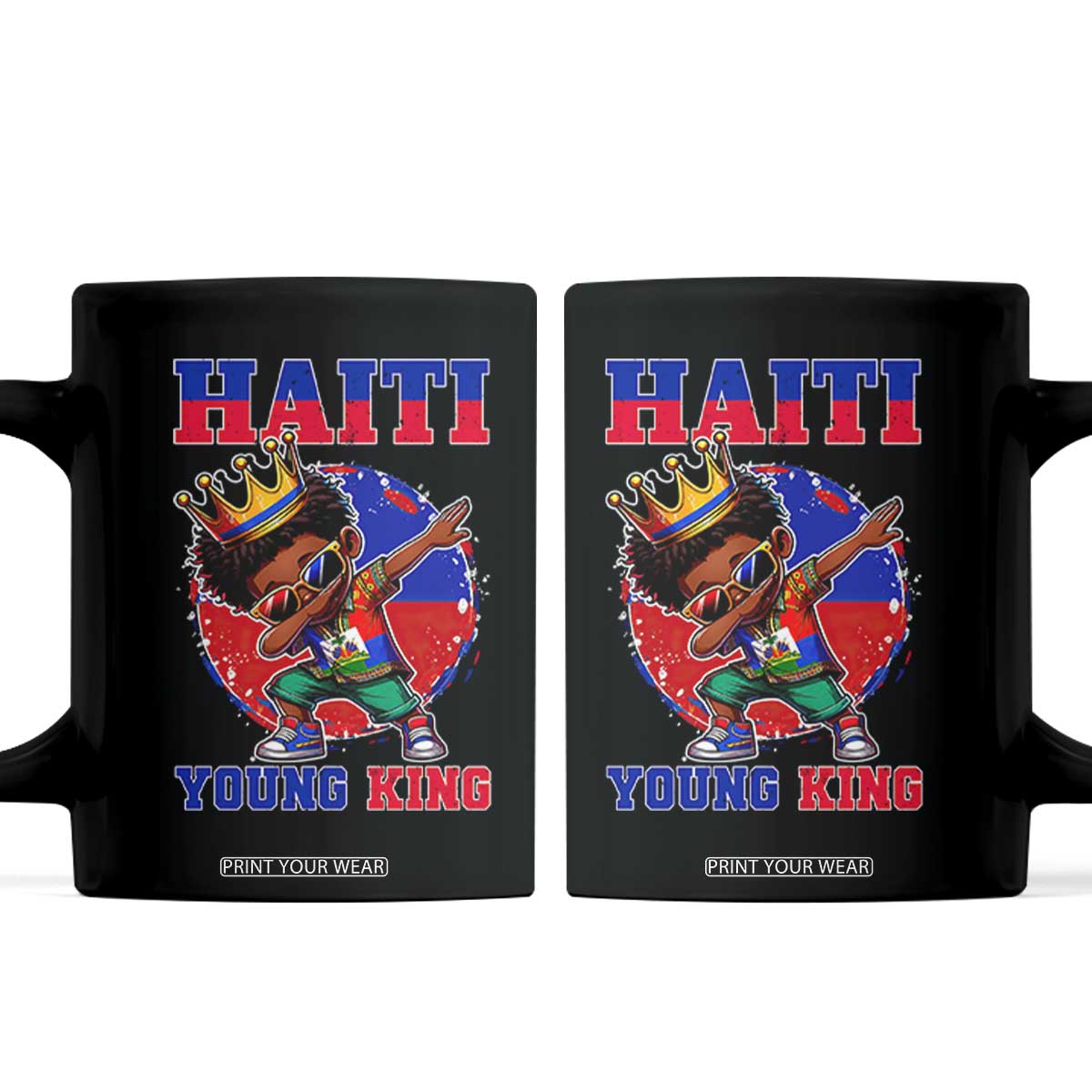 Haiti Young King Dabbing Boy Kids Graphic Coffee Mug Haitian Heritage Pride TS02 Black Print Your Wear