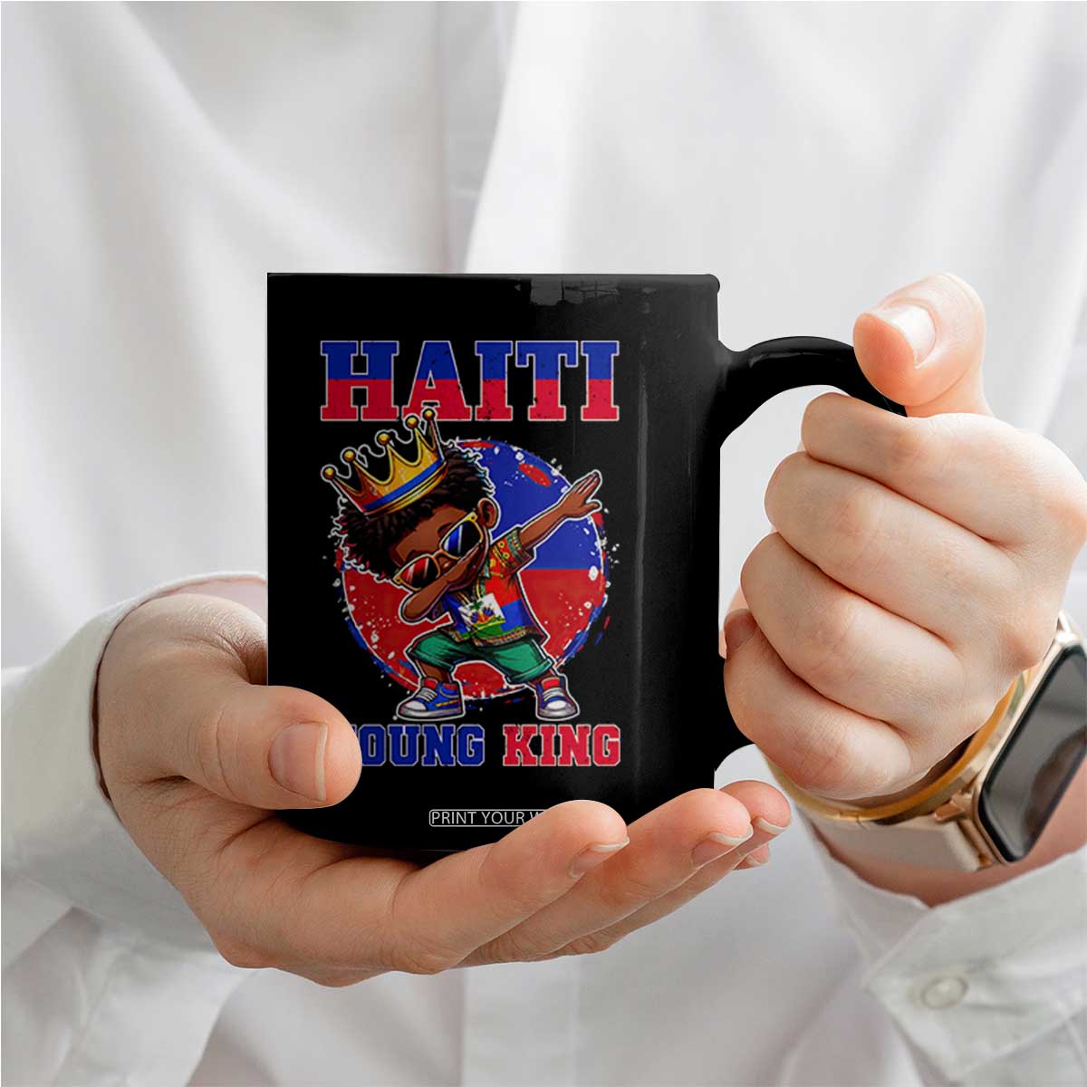 Haiti Young King Dabbing Boy Kids Graphic Coffee Mug Haitian Heritage Pride TS02 Print Your Wear