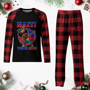Haiti Young King Dabbing Boy Kids Graphic Plaid Pajama Set Haitian Heritage Pride TS02 Buffalo Plaid Print Your Wear