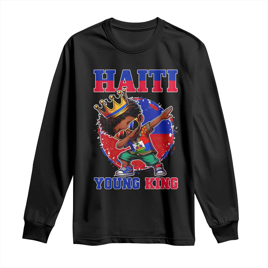 Haiti Young King Dabbing Boy Kids Graphic Long Sleeve Shirt Haitian Heritage Pride TS02 Black Print Your Wear