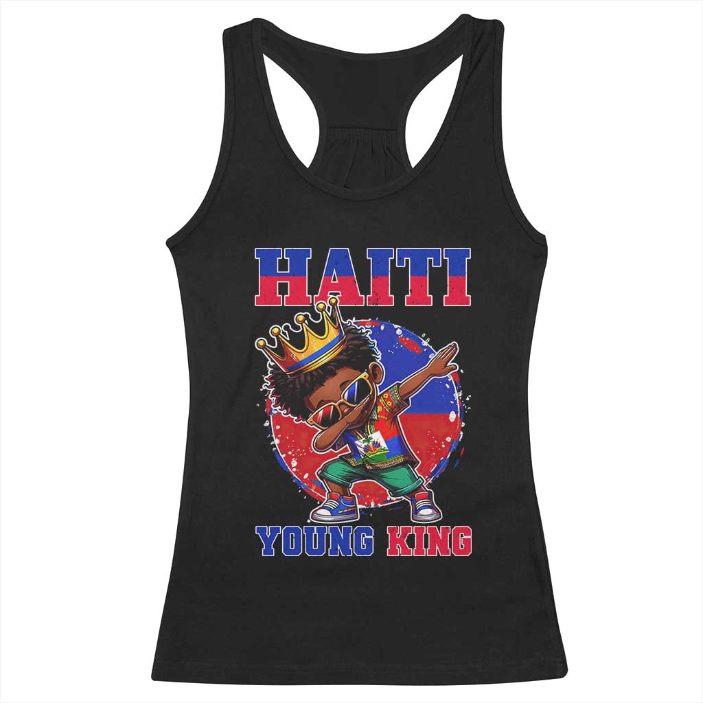 Haiti Young King Dabbing Boy Kids Graphic Racerback Tank Top Haitian Heritage Pride TS02 Black Print Your Wear