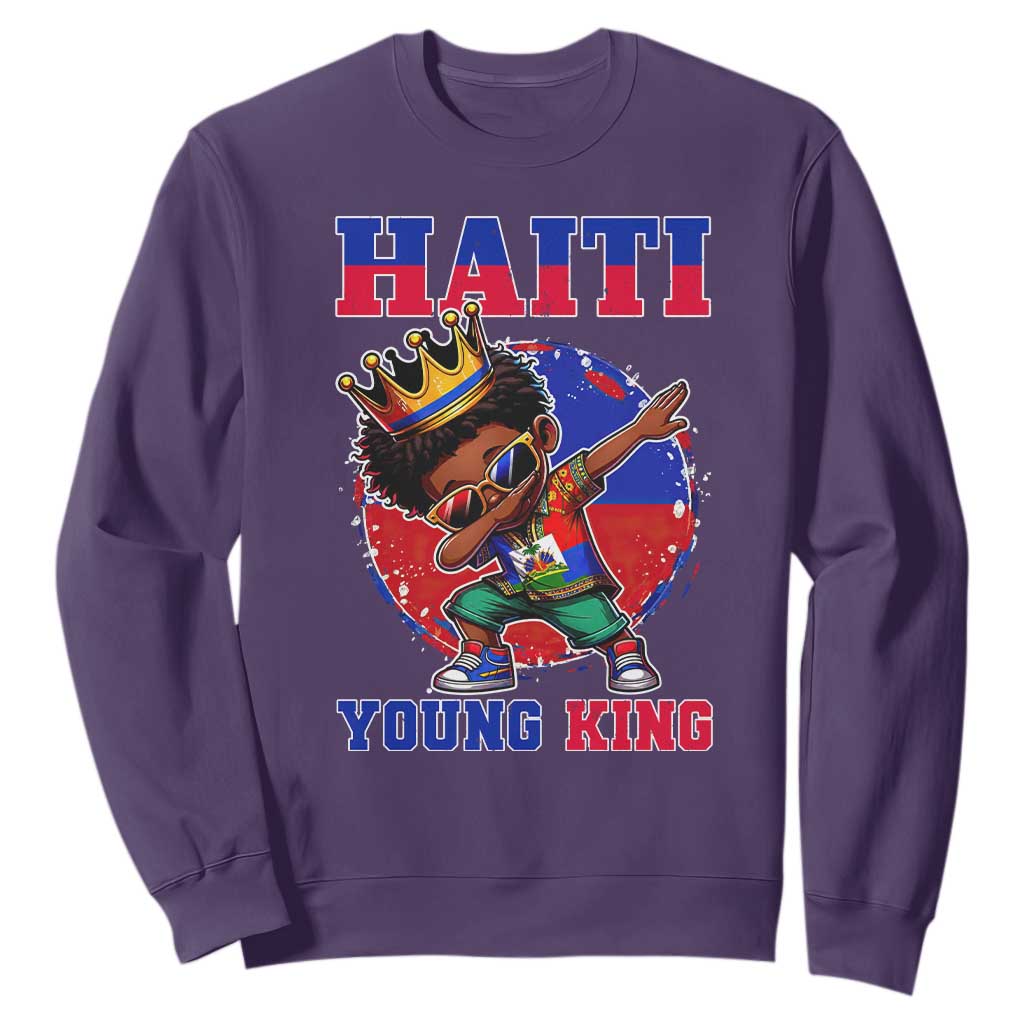 Haiti Young King Dabbing Boy Kids Graphic Sweatshirt Haitian Heritage Pride TS02 Purple Print Your Wear