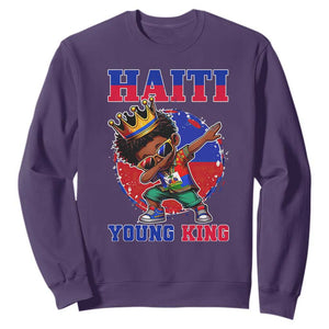 Haiti Young King Dabbing Boy Kids Graphic Sweatshirt Haitian Heritage Pride TS02 Purple Print Your Wear