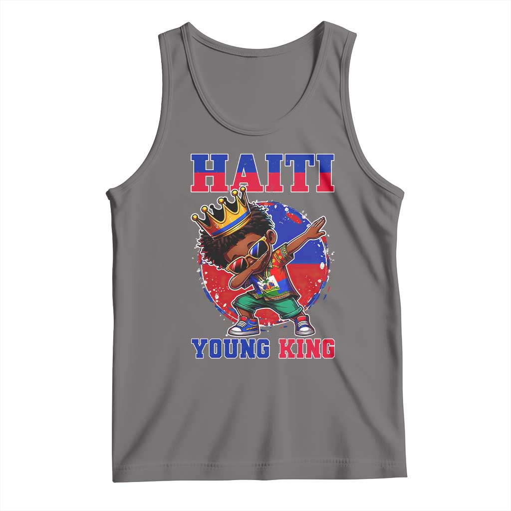 Haiti Young King Dabbing Boy Kids Graphic Tank Top Haitian Heritage Pride TS02 Deep Heather Print Your Wear