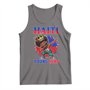 Haiti Young King Dabbing Boy Kids Graphic Tank Top Haitian Heritage Pride TS02 Deep Heather Print Your Wear