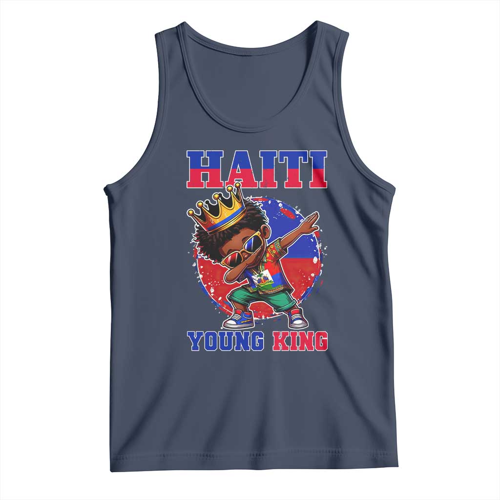Haiti Young King Dabbing Boy Kids Graphic Tank Top Haitian Heritage Pride TS02 Navy Print Your Wear