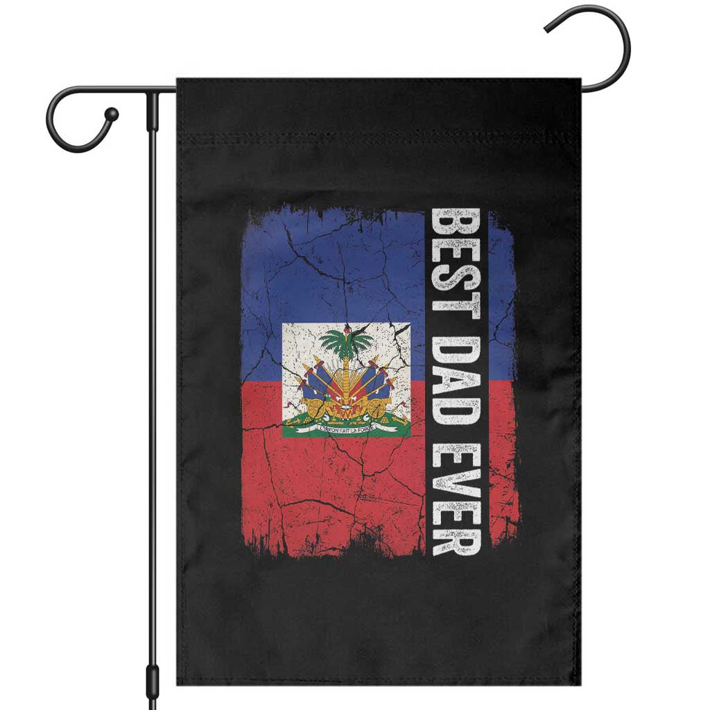 Best Dad Ever Haitian Papa Garden Flag Vintage Distressed Haiti Flag Father's Day TS02 Black Print Your Wear
