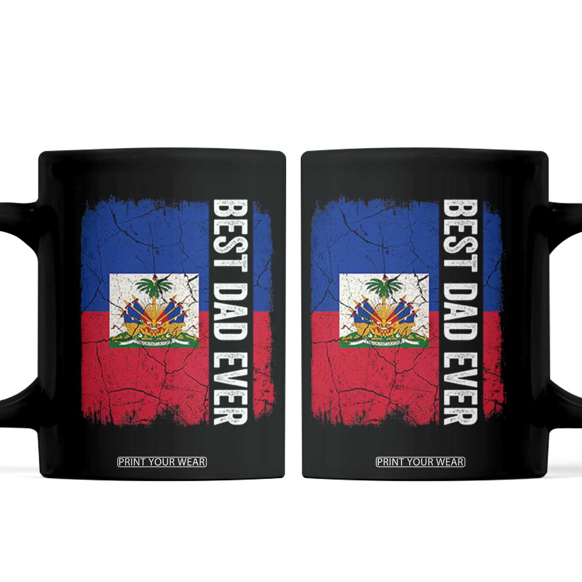 Best Dad Ever Haitian Papa Coffee Mug Vintage Distressed Haiti Flag Father's Day TS02 Black Print Your Wear