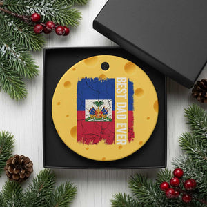 Best Dad Ever Haitian Papa Ceramic Ornament Vintage Distressed Haiti Flag Father's Day TS02 1pc Yellow Cheese Print Your Wear