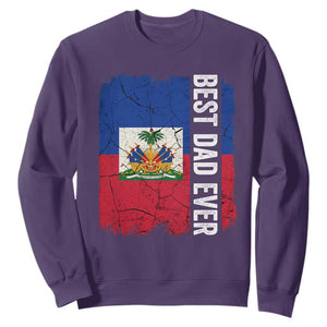 Best Dad Ever Haitian Papa Sweatshirt Vintage Distressed Haiti Flag Father's Day TS02 Purple Print Your Wear