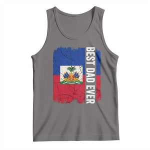 Best Dad Ever Haitian Papa Tank Top Vintage Distressed Haiti Flag Father's Day TS02 Deep Heather Print Your Wear