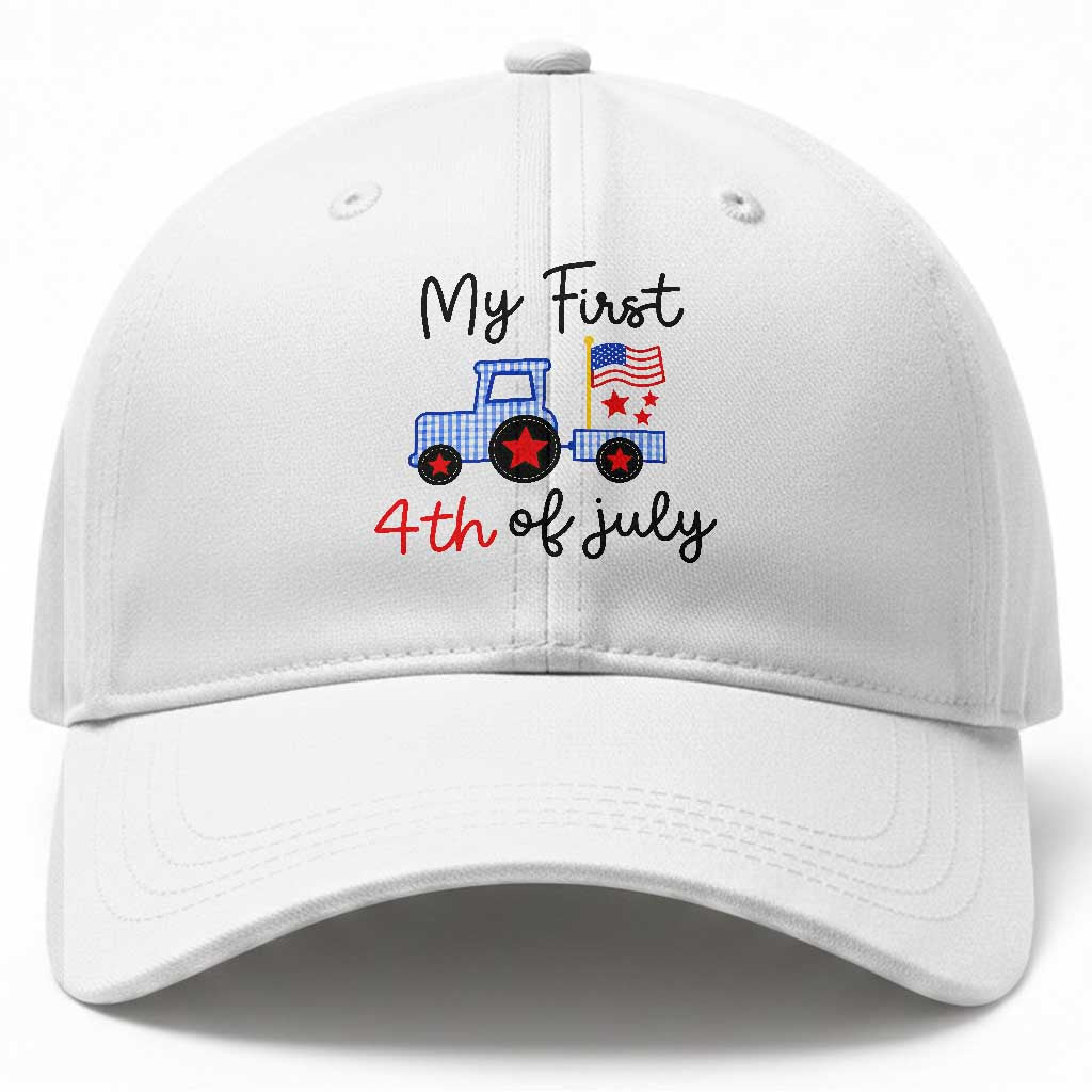 My First 4th of July Patriotic Tractor Cute Baseball Cap American Flag Infant Independence Holiday Milestone TS02 Print Your Wear