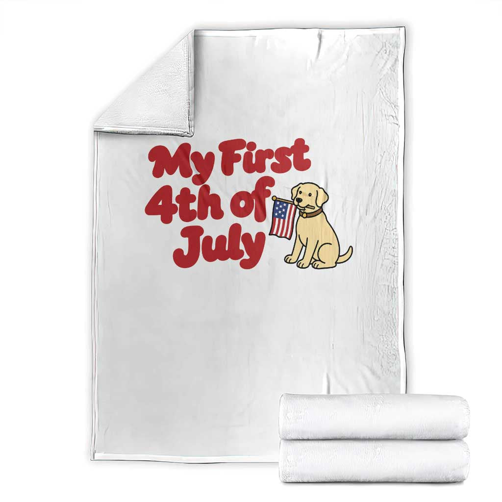 My First 4th of July Cute Golden Retriever Puppy Dog Throw Blanket American Flag Independence Holiday Milestone TS02 White Print Your Wear