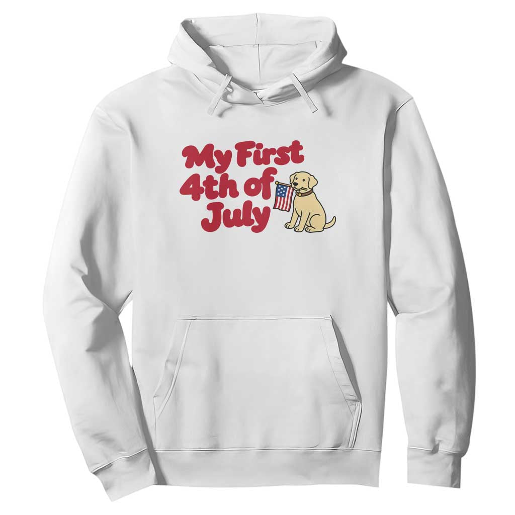 My First 4th of July Cute Golden Retriever Puppy Dog Hoodie American Flag Independence Holiday Milestone TS02 White Print Your Wear