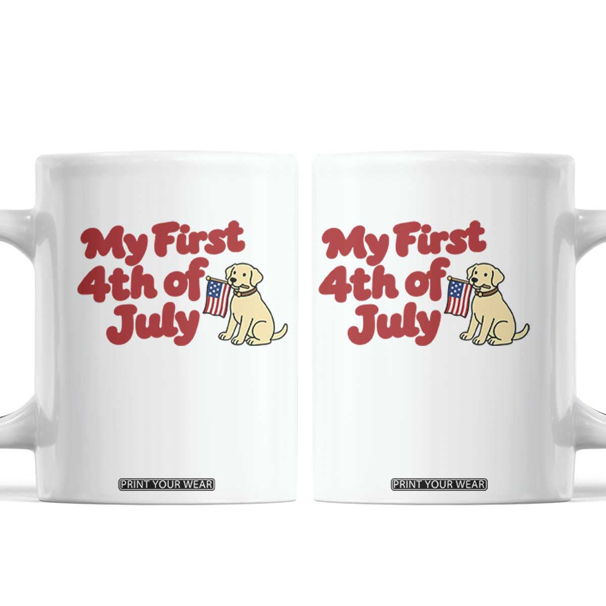 My First 4th of July Cute Golden Retriever Puppy Dog Coffee Mug American Flag Independence Holiday Milestone TS02 White Print Your Wear