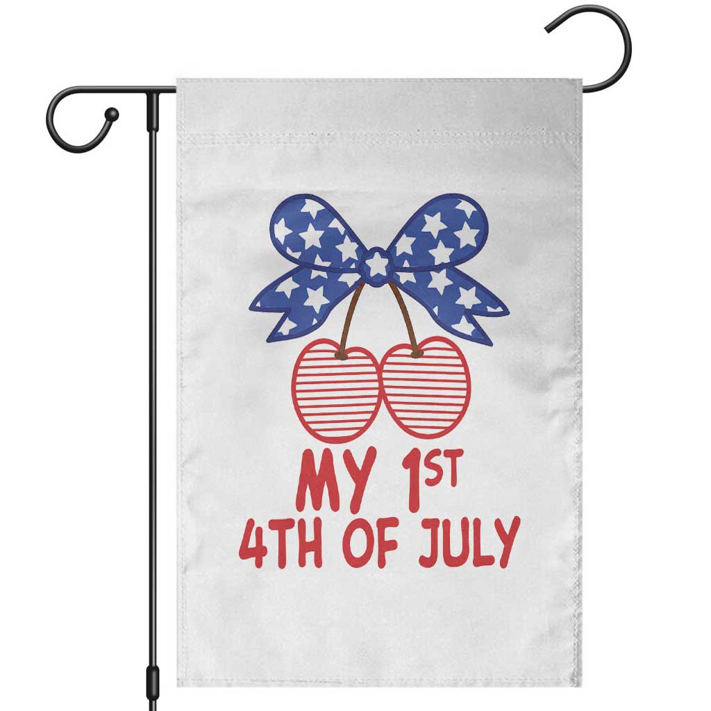 My 1st 4th of July Coquette Bow Striped Cherries Garden Flag Preppy Patriotic Baby Girl Independence Holiday TS02 White Print Your Wear