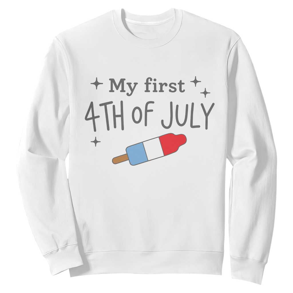 My First 4th of July Cute Summer Rocket Popsicle Sweatshirt Firecracker Ice Lolly Patriotic Baby Independence Holiday TS02 White Print Your Wear