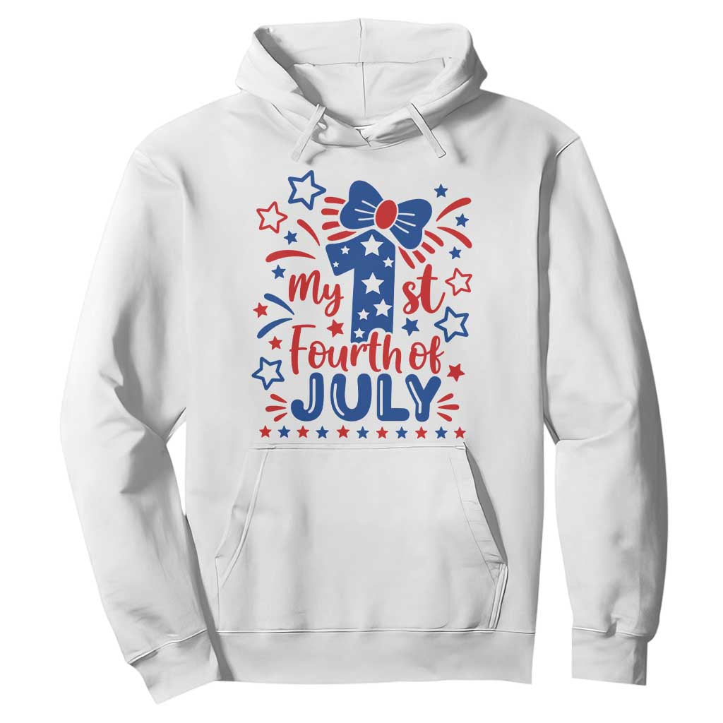 My 1st Fourth of July Patriotic Star Bow Hoodie Number One Festive Holiday Independence Milestone TS02 White Print Your Wear