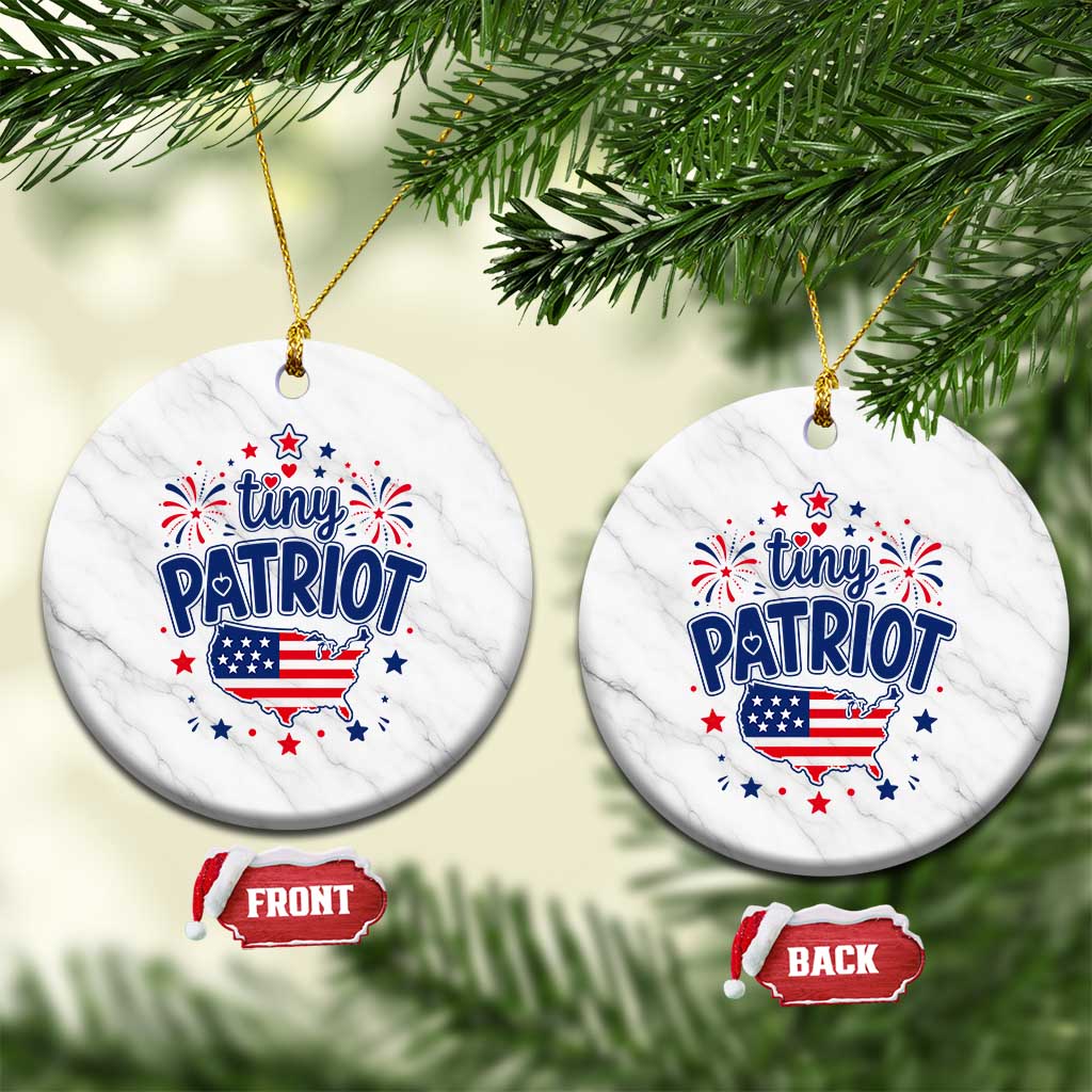 Tiny Patriot 4th of July Fireworks Ceramic Ornament USA Map American Flag Red White and Blue Patriotic Holiday TS02 1pc White Marble Print Your Wear