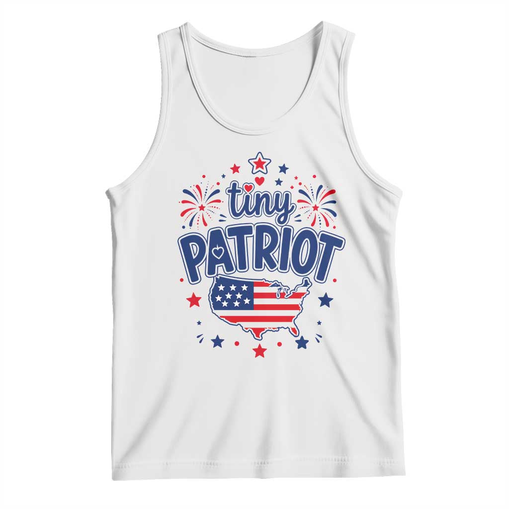 Tiny Patriot 4th of July Fireworks Tank Top USA Map American Flag Red White and Blue Patriotic Holiday TS02 White Print Your Wear