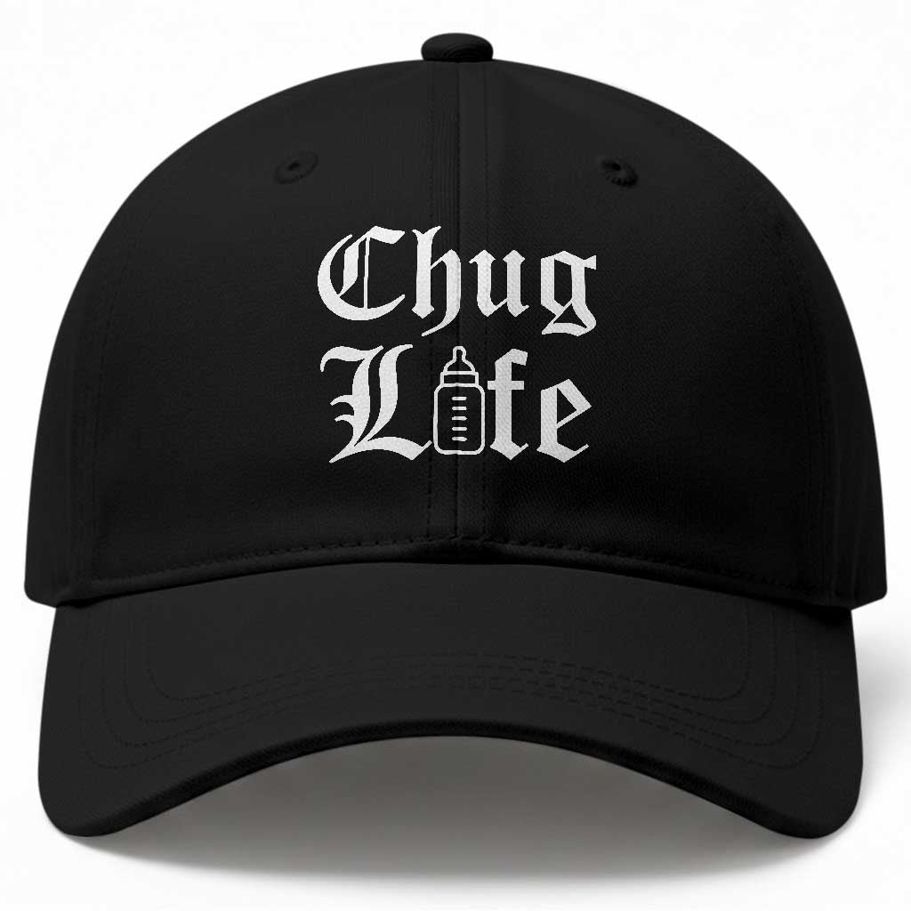 Chug Life Funny Baby Milk Bottle Graphic Baseball Cap Hip Hop Parody Milestone Gift TS02 Print Your Wear
