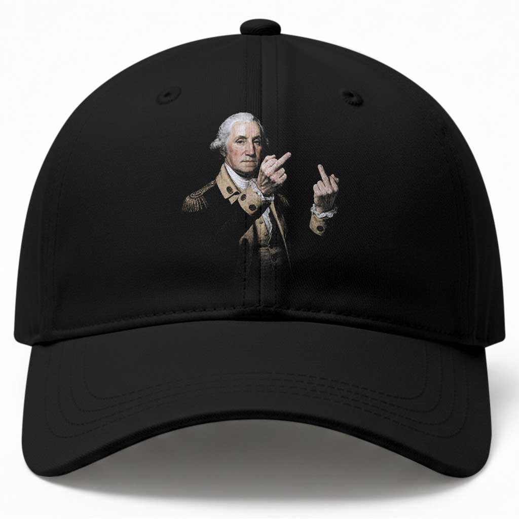 Funny George Washington Middle Fingers Rebel Portrait Baseball Cap Edgy Classic Oil Painting Parody Patriotic Humor Graphic TS02 Print Your Wear