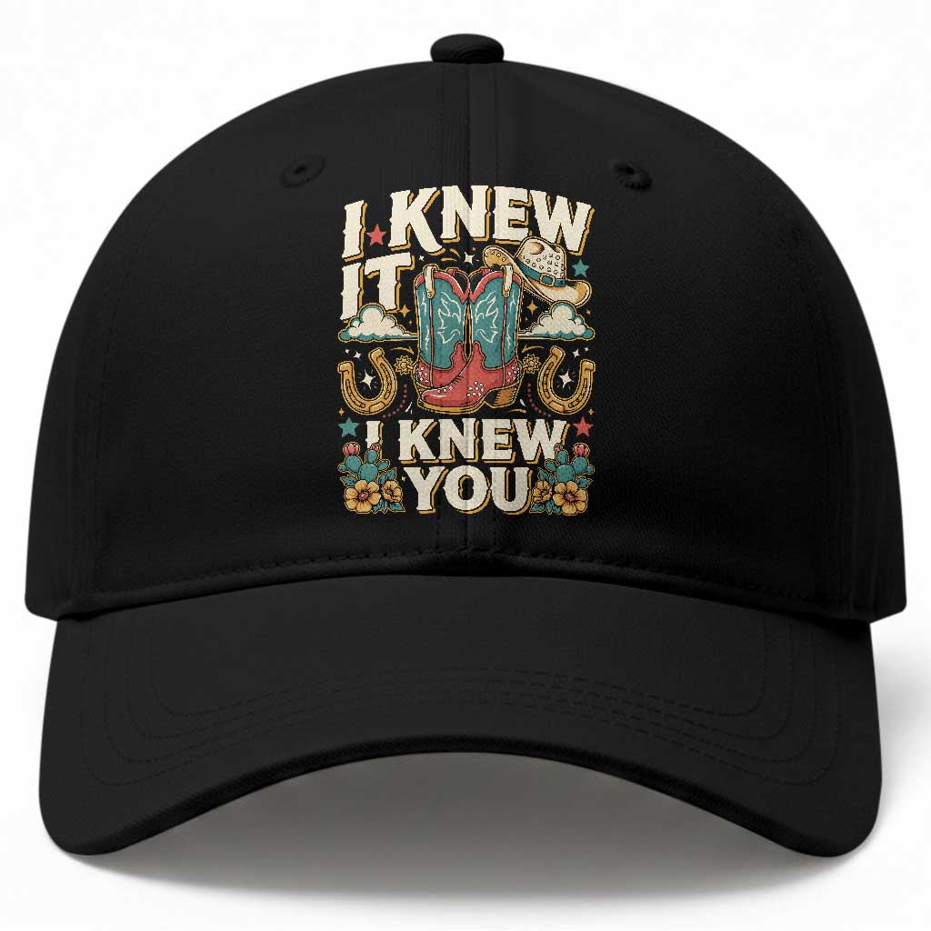 Retro Coastal Cowgirl I Knew It I Knew You Baseball Cap Pink Boots Vintage Country Pop Music Western Floral Graphic TS02 Print Your Wear