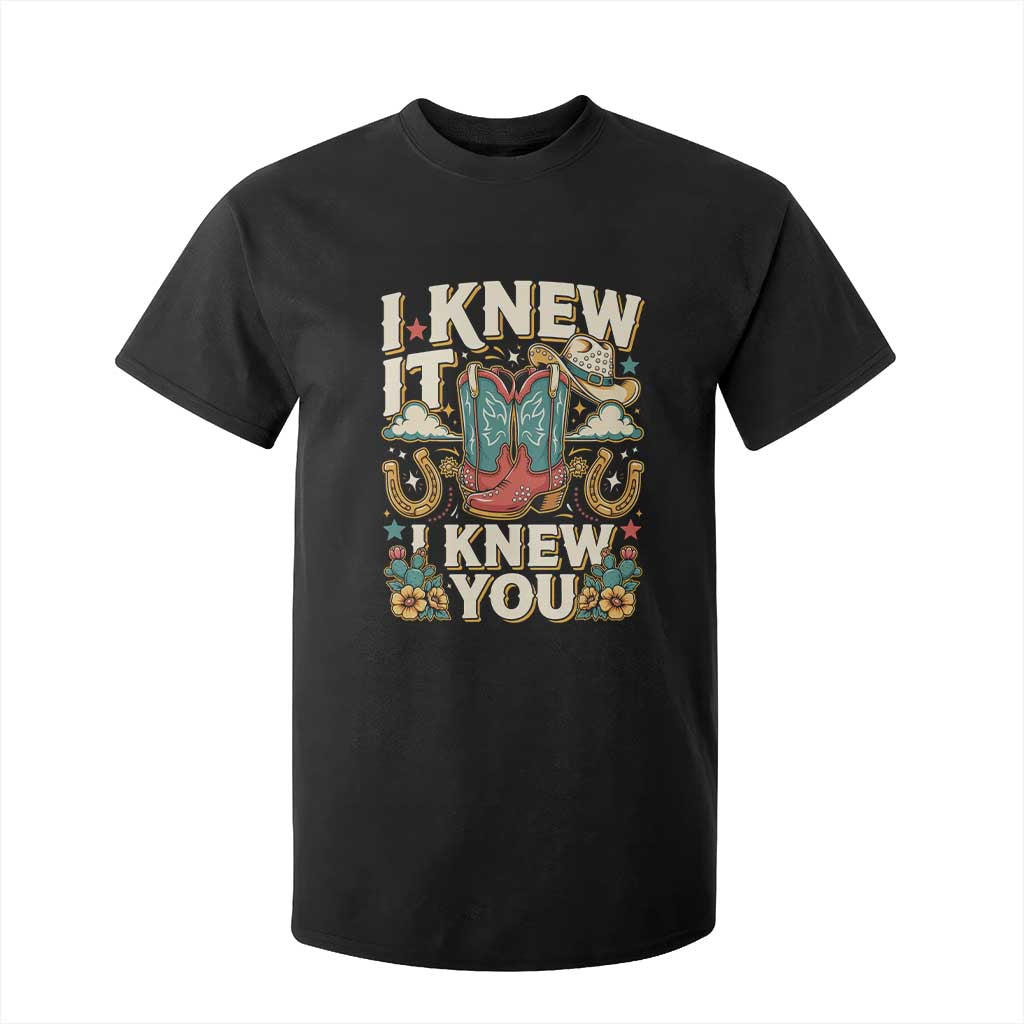 Retro Coastal Cowgirl I Knew It I Knew You T Shirt For Kid Pink Boots Vintage Country Pop Music Western Floral Graphic TS02 Black Print Your Wear