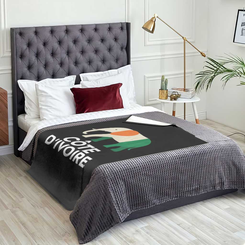 Proud Côte d'Ivoire Elephant Ivory Coast Flag Throw Blanket Ivorian Pride Retro Souvenir TS02 Print Your Wear